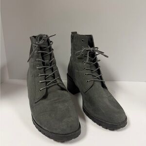 Women's Lace-Up Heeled Ankle Boots in Dark Gray